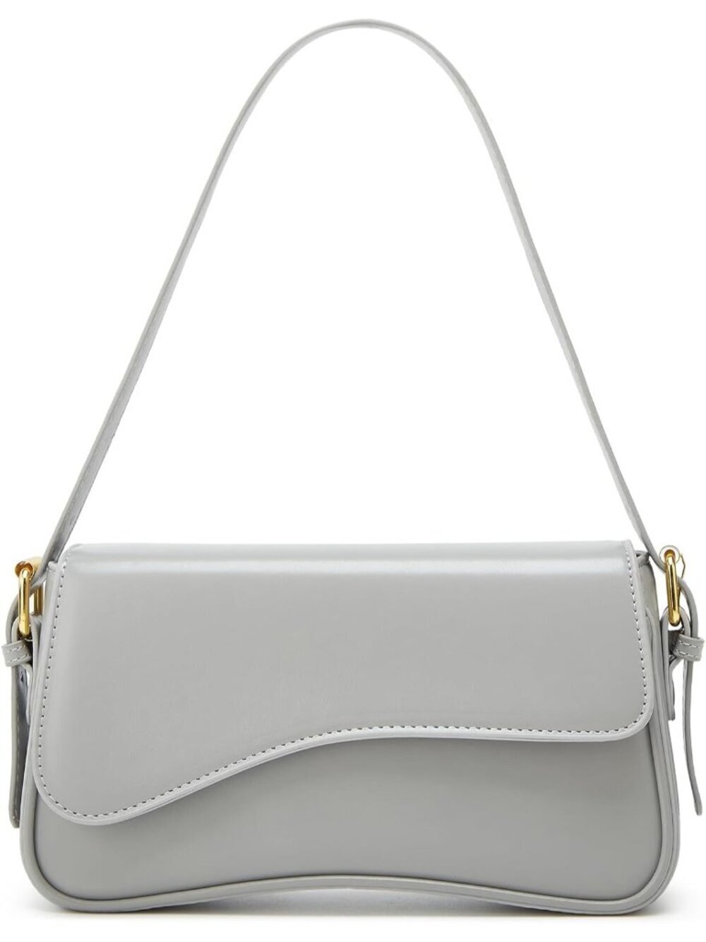 Women Grey Crossbody Shoulder Bag Y2K PU Leather Daily Travel